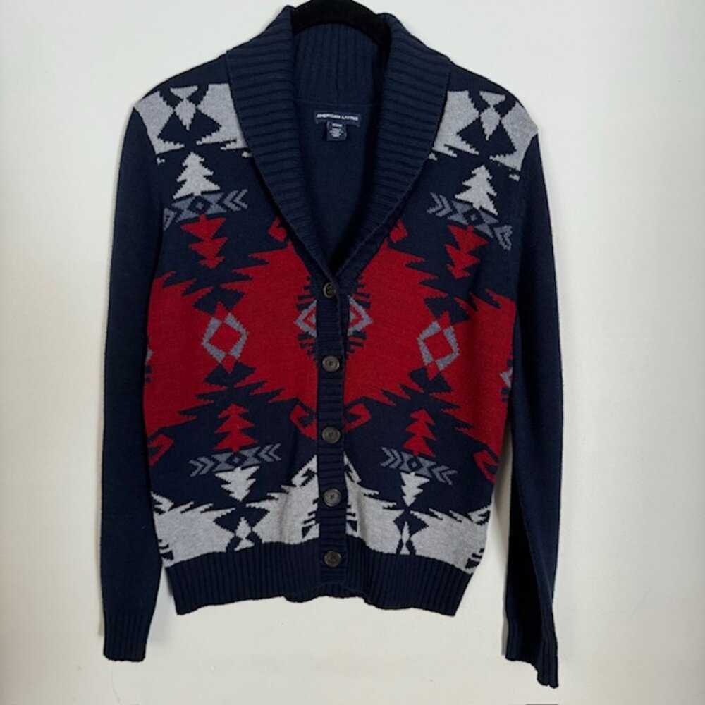American Living Women's Aztec Cardigan Button Down Sweater Size Medium